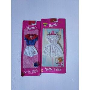 Barbie Sparkle 'N Shine White Party Dress W/ Shoes & Go In Style Sailor  Vintage